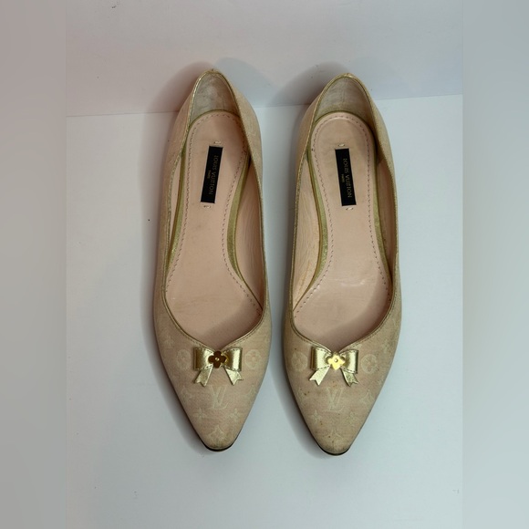 Louis Vuitton Mini Lin Ballet Flats Light Pink Size 36.5 - Picture 2 of 12